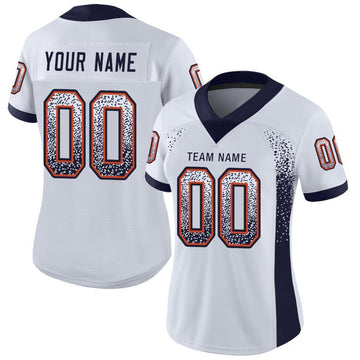 Custom White Navy-Orange Drift Fashion Football Jersey
