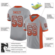 Load image into Gallery viewer, Custom Light Gray Orange-Navy Mesh Drift Fashion Football Jersey
