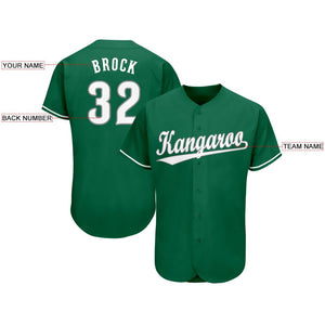 Custom Kelly Green White-Gray Baseball Jersey