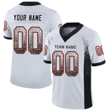 Custom White Black-Orange Drift Fashion Football Jersey