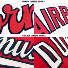 Load image into Gallery viewer, Custom White Red-Navy Baseball Jersey

