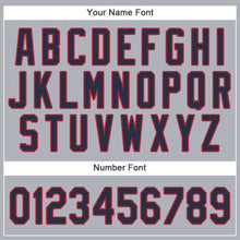 Load image into Gallery viewer, Custom Gray Navy-Red Baseball Jersey

