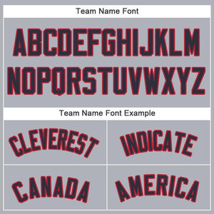 Custom Gray Navy-Red Baseball Jersey