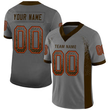 Load image into Gallery viewer, Custom Gray Brown-Orange Mesh Drift Fashion Football Jersey
