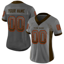 Load image into Gallery viewer, Custom Gray Brown-Orange Mesh Drift Fashion Football Jersey
