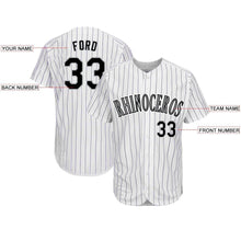 Load image into Gallery viewer, Custom White Purple Pinstripe Black-Gray Baseball Jersey
