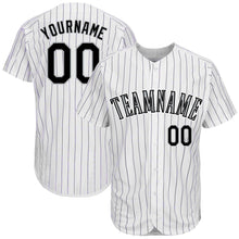 Load image into Gallery viewer, Custom White Purple Pinstripe Black-Gray Baseball Jersey
