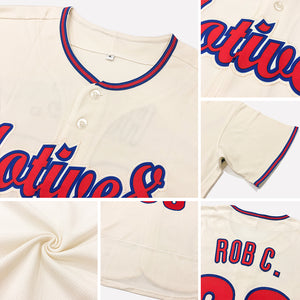 Custom Cream Royal-Gold Authentic Baseball Jersey