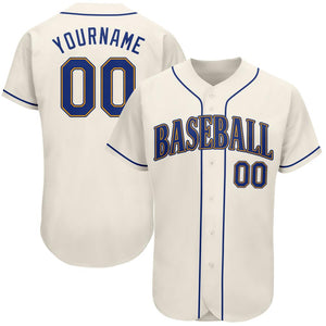 Custom Cream Royal-Gold Authentic Baseball Jersey