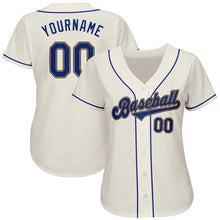 Load image into Gallery viewer, Custom Cream Royal-Gold Authentic Baseball Jersey
