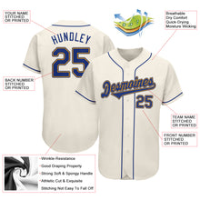 Load image into Gallery viewer, Custom Cream Royal-Gold Authentic Baseball Jersey
