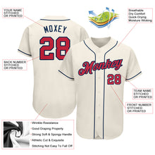 Load image into Gallery viewer, Custom Cream Red-Navy Authentic Baseball Jersey
