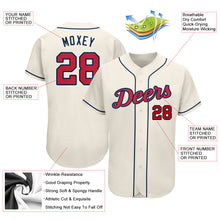 Load image into Gallery viewer, Custom Cream Red-Navy Authentic Baseball Jersey
