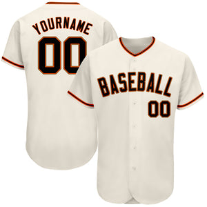 Custom Cream Black Orange-Old Gold Authentic Baseball Jersey