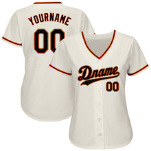 Load image into Gallery viewer, Custom Cream Black Orange-Old Gold Authentic Baseball Jersey
