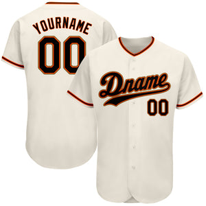 Custom Cream Black Orange-Old Gold Authentic Baseball Jersey