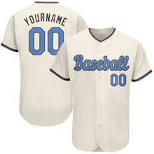 Load image into Gallery viewer, Custom Cream Light Blue-Steel Gray Authentic Father&#39;s Day Baseball Jersey
