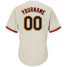 Load image into Gallery viewer, Custom Cream Black-Orange Authentic Throwback Rib-Knit Baseball Jersey Shirt
