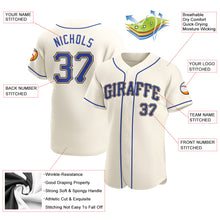 Load image into Gallery viewer, Custom Cream Royal-Gold Authentic Baseball Jersey
