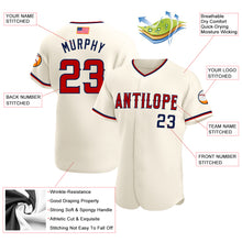 Load image into Gallery viewer, Custom Cream Red-Navy Authentic American Flag Fashion Baseball Jersey
