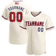 Load image into Gallery viewer, Custom Cream Red-Navy Authentic American Flag Fashion Baseball Jersey
