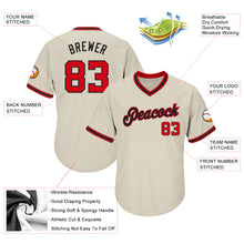 Load image into Gallery viewer, Custom Cream Red-Black Authentic Throwback Rib-Knit Baseball Jersey Shirt
