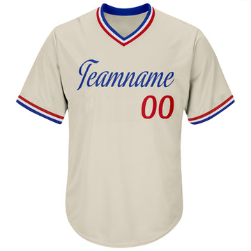 Custom Cream Red-Royal Authentic Throwback Rib-Knit Baseball Jersey Shirt