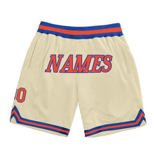 Load image into Gallery viewer, Custom Cream Orange-Royal Authentic Throwback Basketball Shorts
