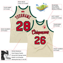 Load image into Gallery viewer, Custom Cream Red-Hunter Green Authentic Throwback Basketball Jersey
