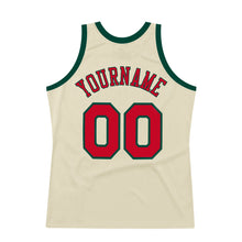 Load image into Gallery viewer, Custom Cream Red-Hunter Green Authentic Throwback Basketball Jersey
