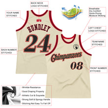 Load image into Gallery viewer, Custom Cream Black-Red Authentic Throwback Basketball Jersey
