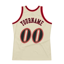 Load image into Gallery viewer, Custom Cream Black-Red Authentic Throwback Basketball Jersey
