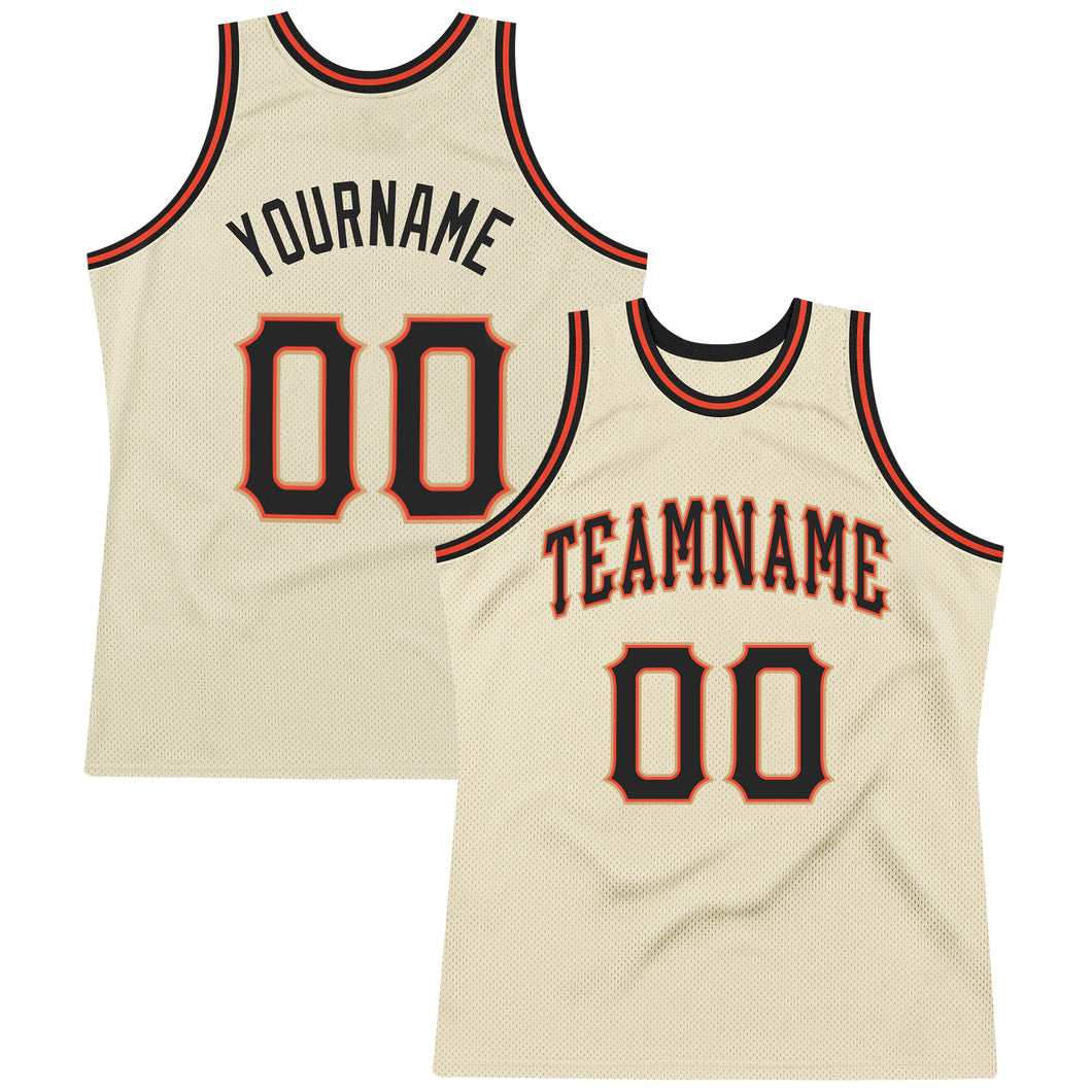 Custom Purple Black Pinstripe Black-Orange Authentic Basketball