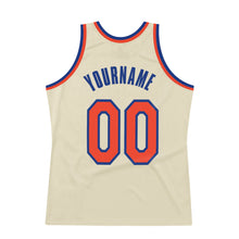 Load image into Gallery viewer, Custom Cream Orange-Royal Authentic Throwback Basketball Jersey
