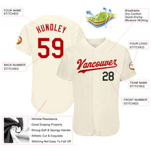 Load image into Gallery viewer, Custom Cream Red-Black Authentic Baseball Jersey
