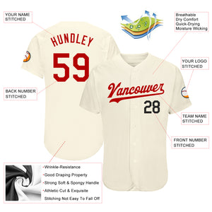 Custom Cream Red-Black Authentic Baseball Jersey