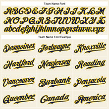Load image into Gallery viewer, Custom Cream Navy Pinstripe Navy-Gold Authentic Baseball Jersey
