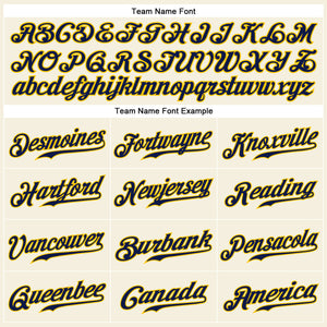 Custom Cream Navy Pinstripe Navy-Gold Authentic Baseball Jersey