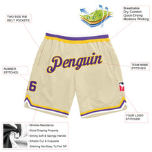 Load image into Gallery viewer, Custom Cream Purple-Gold Authentic Throwback Basketball Shorts
