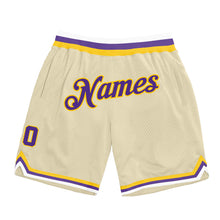 Load image into Gallery viewer, Custom Cream Purple-Gold Authentic Throwback Basketball Shorts
