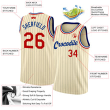 Load image into Gallery viewer, Custom Cream Black Pinstripe Red-Royal Authentic Basketball Jersey
