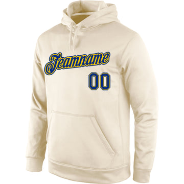 Custom Stitched Cream Royal-Gold Sports Pullover Sweatshirt Hoodie