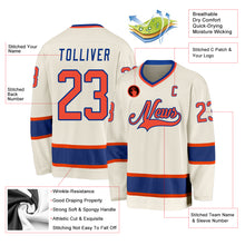 Load image into Gallery viewer, Custom Cream Orange-Royal Hockey Jersey
