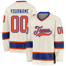 Load image into Gallery viewer, Custom Cream Orange-Royal Hockey Jersey

