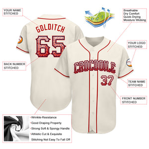 Custom Cream Red-Navy Authentic Drift Fashion Baseball Jersey