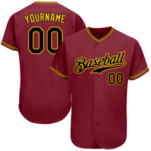 Load image into Gallery viewer, Custom Crimson Black-Gold Authentic Baseball Jersey
