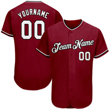 Load image into Gallery viewer, Custom Crimson White-Black Authentic Baseball Jersey
