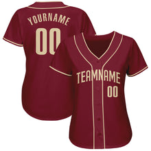 Load image into Gallery viewer, Custom Crimson Cream Authentic Baseball Jersey

