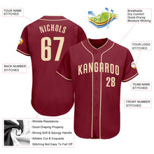 Load image into Gallery viewer, Custom Crimson Cream Authentic Baseball Jersey
