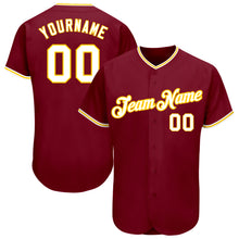 Load image into Gallery viewer, Custom Crimson White-Gold Authentic Baseball Jersey

